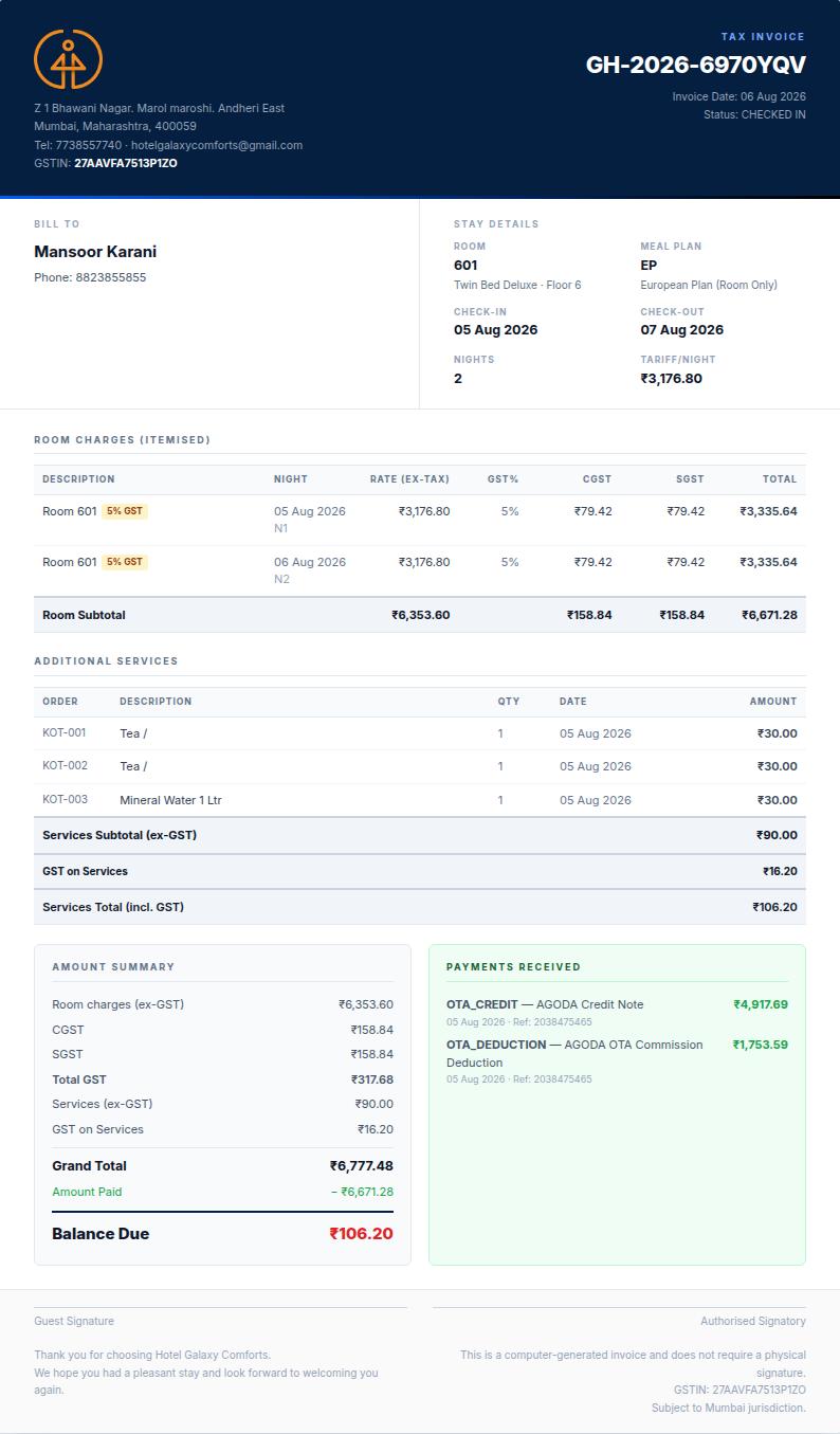 Printable GST invoice